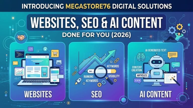 Megastore76 Digital Solutions - WordPress design, SEO, and AI content services