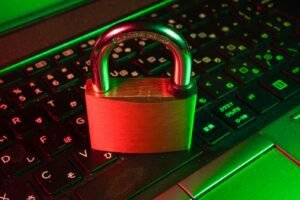 Red padlock on a keyboard representing NordVPN Nord Security ecosystem privacy and security review 2026