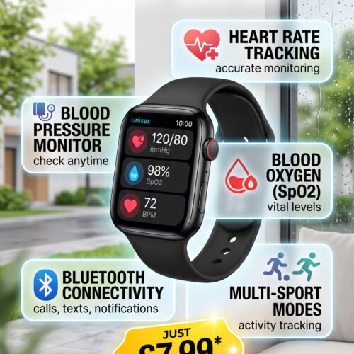 UK 2026 New Medical Grade Smart Watch Blood Pressure Oxygen Heart Rate Bluetooth (£7.99)