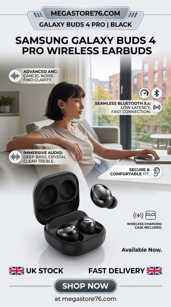 Samsung Galaxy Buds 4 Pro Wireless Earbuds ANC Bluetooth Noise Cancelling - Black