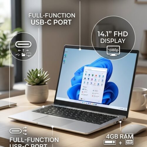 14.1" Windows 11 Laptop 4GB RAM 128GB FHD USB-C Fusion5 A90B+ Pro 2025