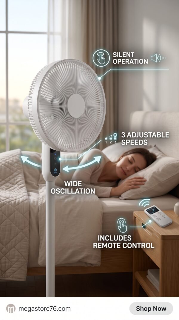 Gemini_Generated_Image_8ys1vi8ys1vi8ys1 Silent Standing Fan with Remote - Bedroom Oscillating 3 Speeds