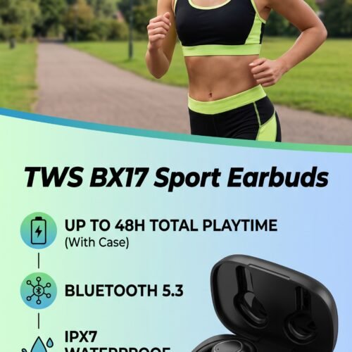 TWS BX17 Wireless Earbuds Bluetooth 5.3 48H Playtime LED IPX7 Sport Mic Bass