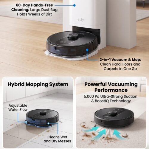 eufy L60 Hybrid Robot Vacuum Cleaner with Mop and Self-Empty Station