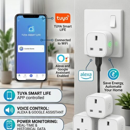 4pack Tuya Smart Life Wifi Smart Plugs with Power Monitor UK Plug Alexa Voice
