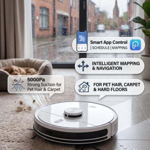 UR1 Robot Vacuum Cleaner 5000Pa Mop Smart App Pet Hair Carpet Hard Floor