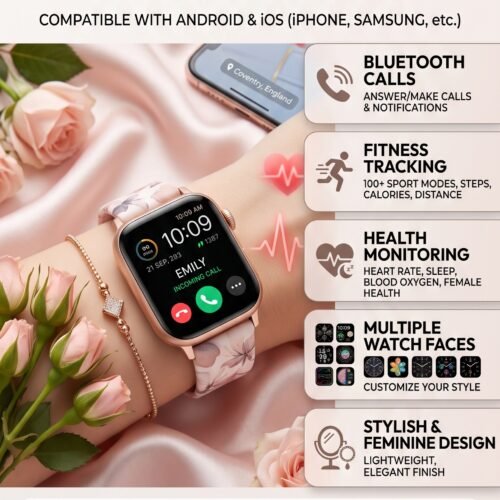 Smart Watch Women Android Ladies Fitness Bluetooth Call Watch for iPhone Samsung