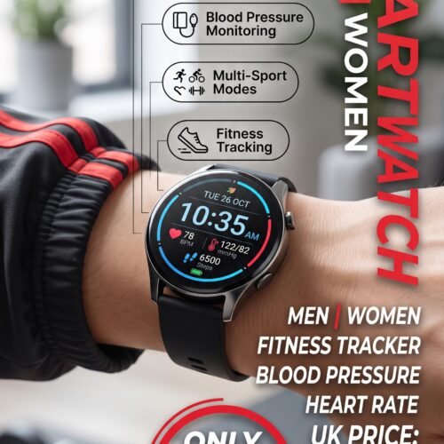 Smart Watch Men Women Fitness Tracker Blood Pressure Heart Rate Sport Watches UK (£24.99)