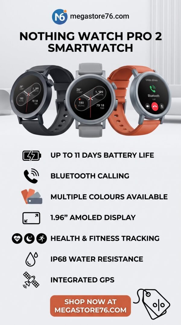 Nothing Watch Pro 2 Smartwatch - Bluetooth - 11 Days Battery - Multiple Colours