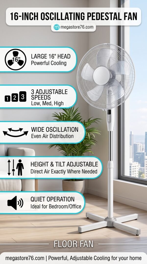 Gemini_Generated_Image_tqjwi6tqjwi6tqjw Oscillating Pedestal Fan 16 inch - 3 Speed Cooling Floor Fan