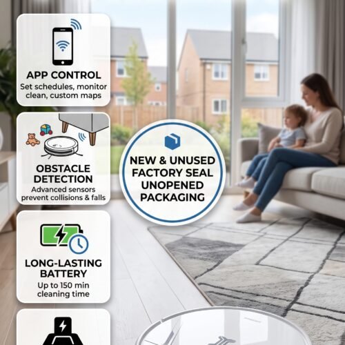 Intelligent Robot Vacuum Cleaner – Automatic Hoover – White – New/Unused