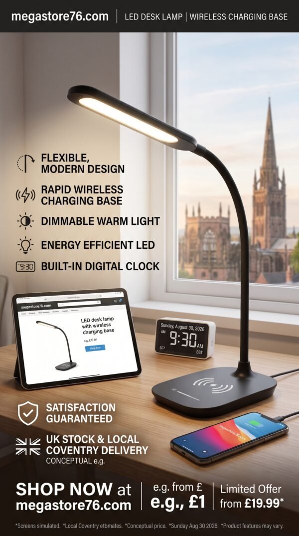 LED Desk Lamp with Wireless Charging Base