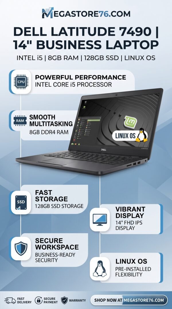Gemini_Generated_Image_yicpqpyicpqpyicp (1) Dell Latitude 7490 14" Laptop Intel i5 8GB RAM 128GB SSD Linux OS