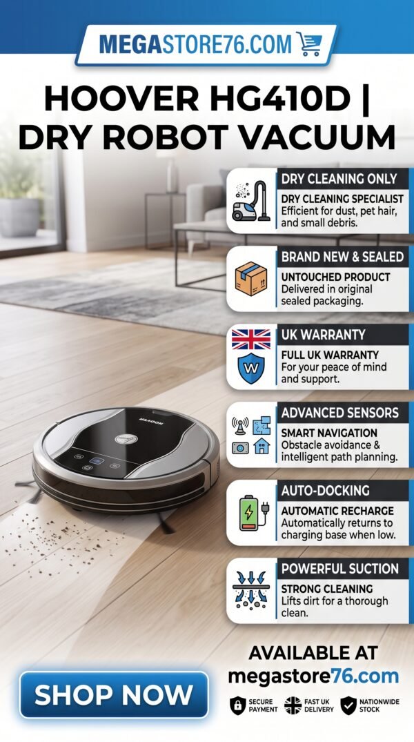Hoover Robot Vacuum Cleaner Dry - HG410D - Brand New Sealed UK Warranty