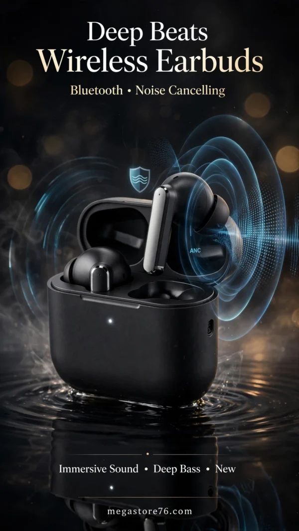 Deep Beats Wireless Earbuds Bluetooth Noise Cancelling - New