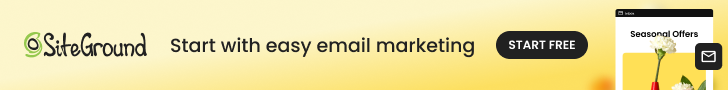SiteGround banner: Start with easy email marketing