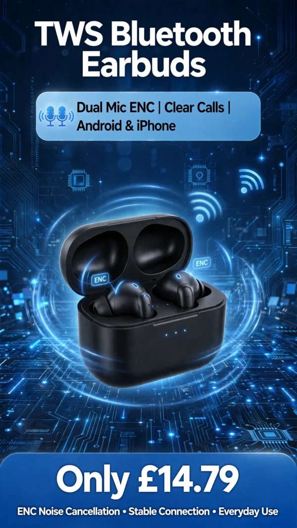 tws_earbuds_dual_mic_enc TWS Bluetooth Wireless Earbuds Dual Mic ENC Earphones For Android & iPhone