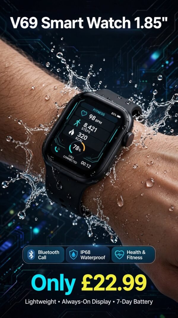 v69_smartwatch_waterproof V69 1.85" Smart Watch with Bluetooth Call – Health, Fitness & IP68 Waterproof