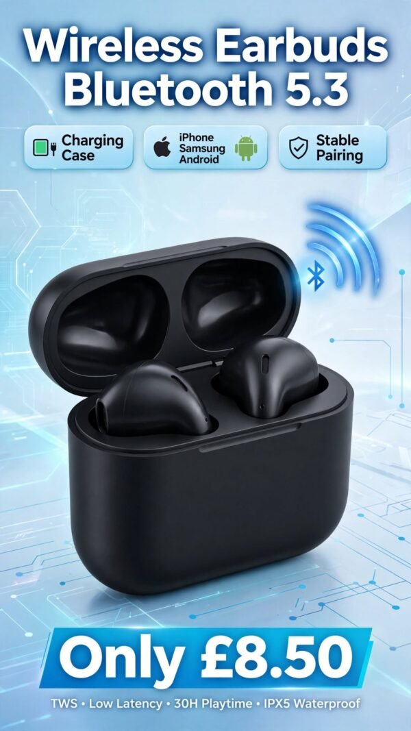 Wireless Earbuds Ear Buds Bluetooth 5.3 Charging Case iPhone Samsung Android TWS (£8.50)