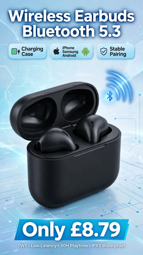 Wireless Earbuds Ear Buds Bluetooth 5.3 Charging Case iPhone Samsung Android TWS (£8.79)