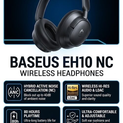 Baseus Baseus EH10 NC ANC Wireless Headphones (Hi-Res LDAC, 80Hrs)