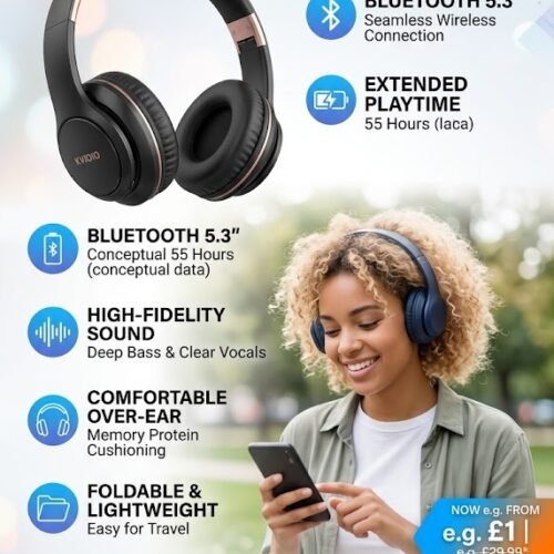 KVIDIO KVIDIO Bluetooth Headphones Over Ear