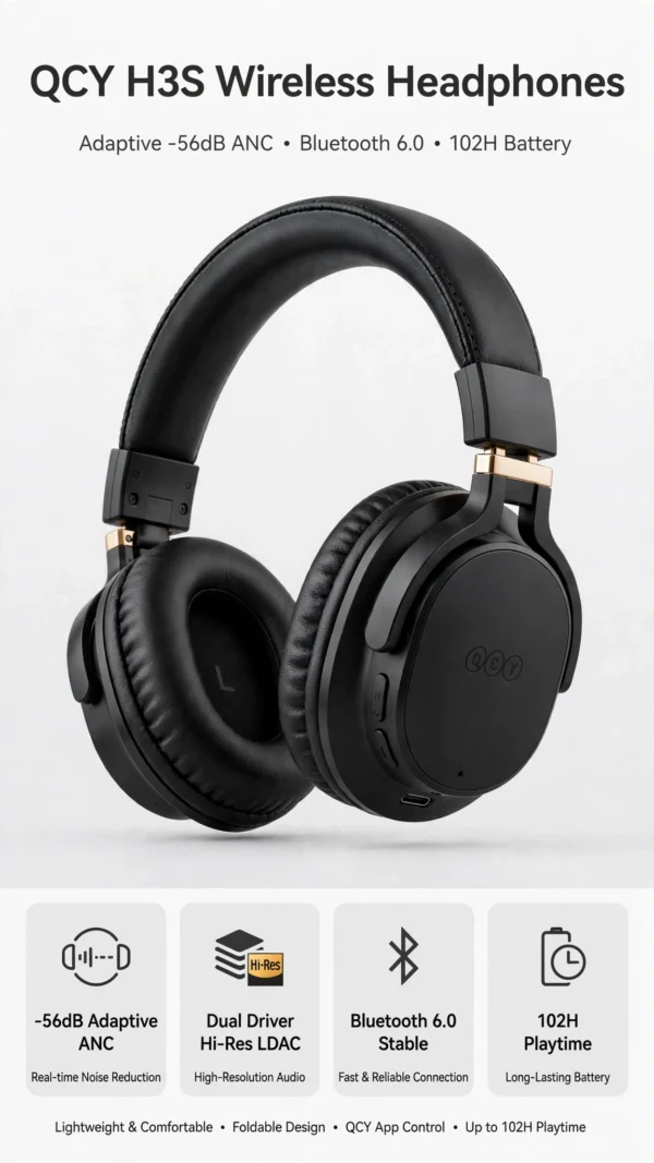 qcy_h3s_headphones QCY H3S Adaptive ANC Wireless Headphones (Bluetooth 6.0)