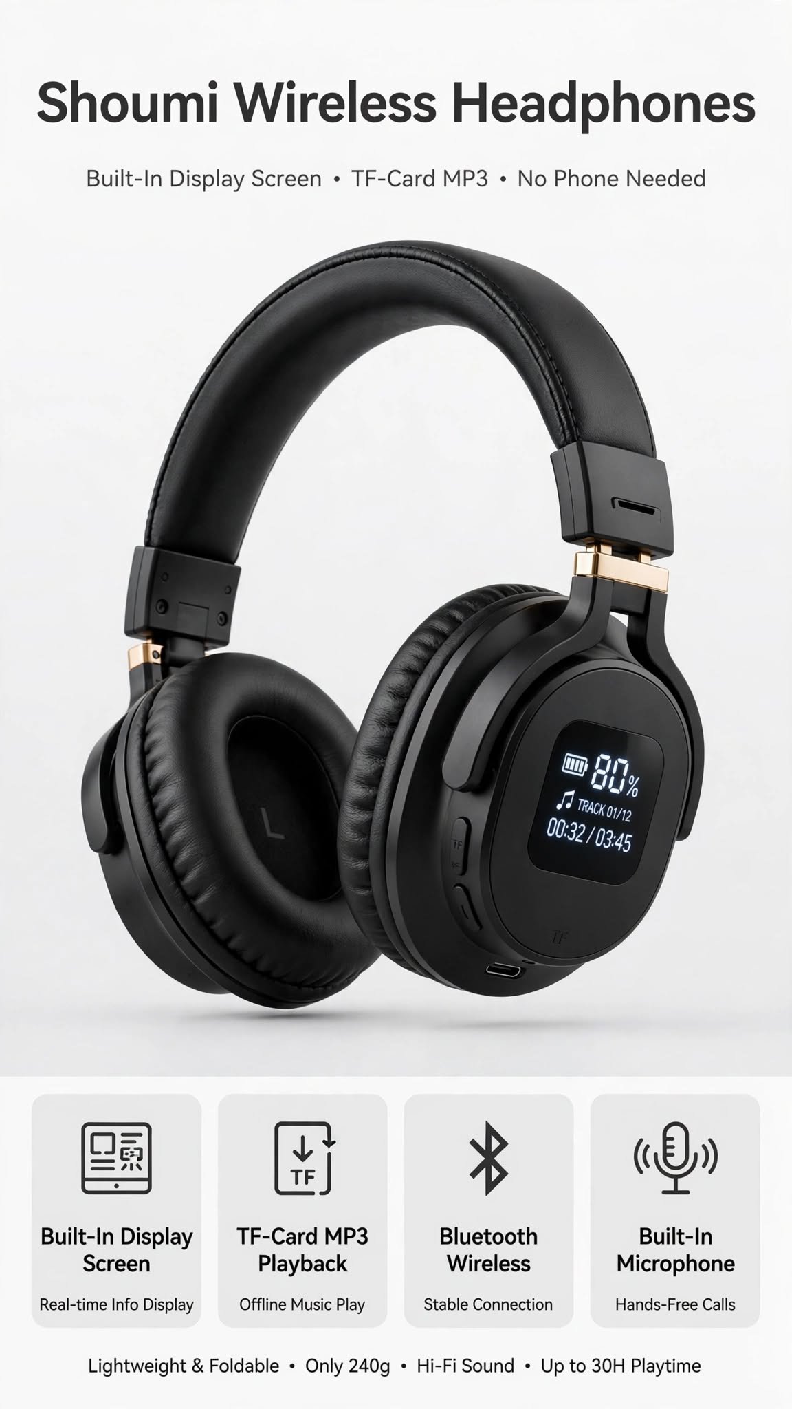 Shoumi Wireless Headphones (Display Screen)